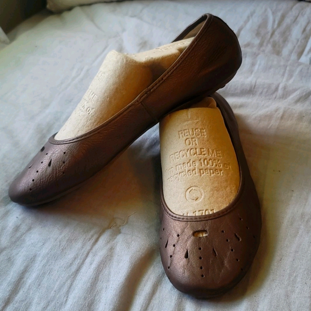 Land's End Bronze Leather Ballet Flat Sz 9.5 Wide